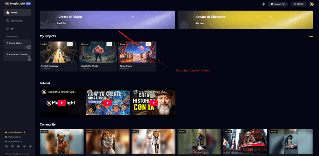 How to Use MagicLight AI to Create a 30-Minute Animated Story Film 1 homepage
